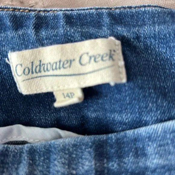 Coldwater Creek Blue Straight Leg Jeans with Plaid Patches - Picture 3 of 4